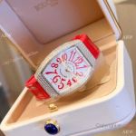 New Copy Franck Muller Vanguard Ladies Watch Red Arabic with Diamonds
